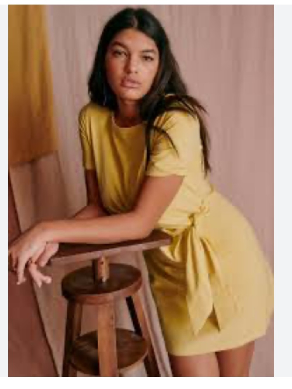 Sézane Pippa Short Tie-Waist Dress in Pastel Yellow